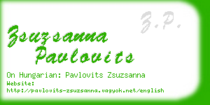 zsuzsanna pavlovits business card